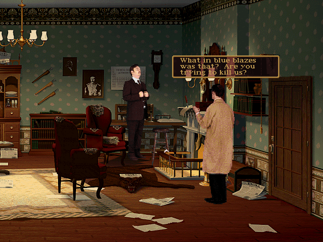 Dialogue interaction screen with digitized character