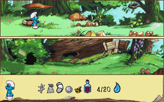 Platforming through Smurfland in side-scrolling view