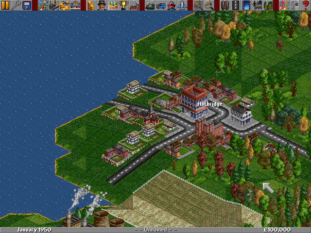An isometric view of a bustling transport network with trains and track junctions.