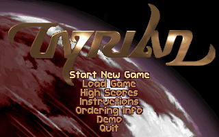 Tyrian action sequence showing fast-moving boss enemy fire