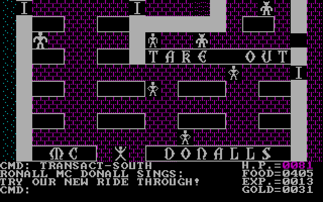 Top-down map view of a medieval town in Ultima II