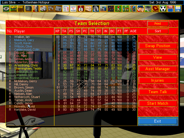 Office interface in Ultimate Soccer Manager 2