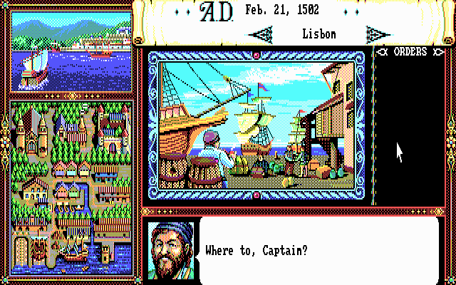 Navigating a fleet across the overhead world map in Uncharted Waters