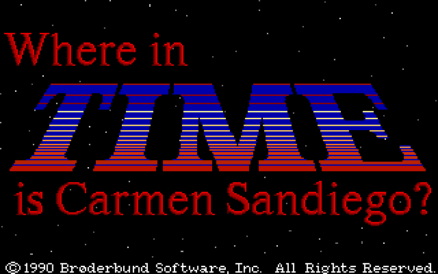 Chronoskimmer travel menu displaying temporal destinations in Where in Time Is Carmen Sandiego?