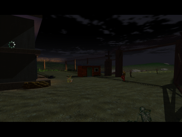 Matt Black standing in a pre-rendered town environment in Zombieville