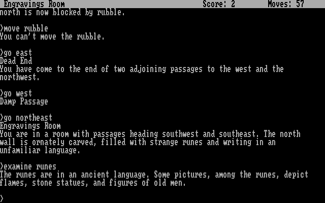 Text description of an underground room in Zork III